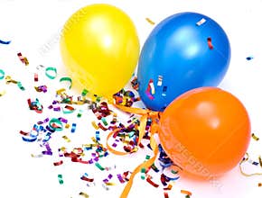 Ballons and confetti