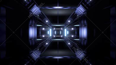 Futuristic science-fiction tunnel corridor 3d illustration vjloop background