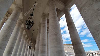 Great Famous Famous colonnade of St. Peter`s Basilica in Vatican city in Italy