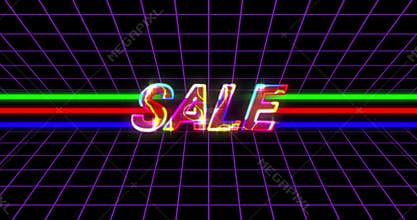 Golden Sale Advertisement on Retro Eighties Background 4k