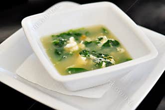 Bowl with Straciatella soup