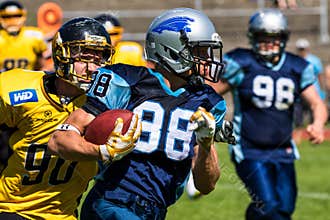 Munich, Germany - July 06, 2019: American football match in Munich
