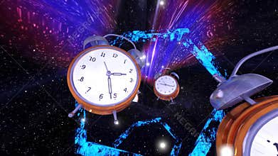 Time travel wormhole with clocks infinite loop