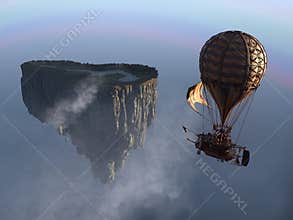 Fantasy Steampunk Floating Island Balloon