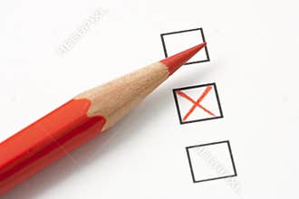 Survey with Red X and Red Pencil