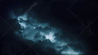 Epic thunderstorm moving clouds at night with lightning seamless loop