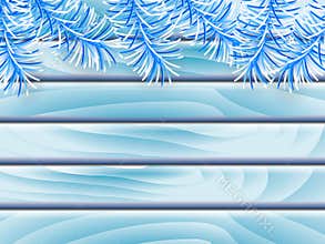 Abstract background with blue branches of fir-tree. Vector illustration