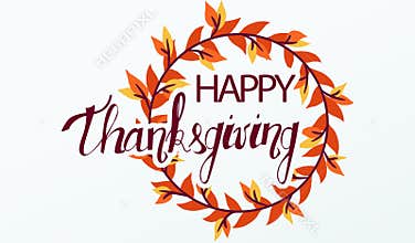 Autumn greeting card with text Happy Thanksgiving