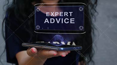 Woman showing HUD hologram Expert Advice