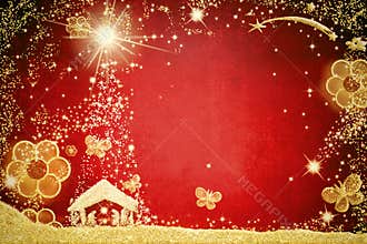 Magical Christmas Nativity Scene greetings cards