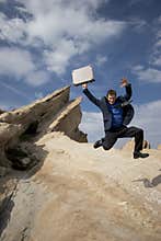 Jumping for joy