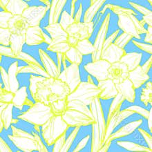 Spring gentle seamless pattern with white flowers daffodils