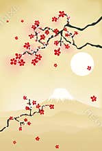 Japanese cherry blossom postcard