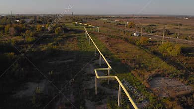 Aerial view. The gas pipe runs along the industrial cluster.