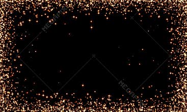 Gold glitter on black background, holiday, gold, star Shine, star frame, Christmas, holiday