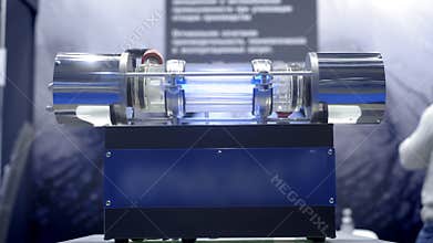 Tube containing DNA and is able to control the evolution of man. Concept of: DNA, technology, augmented reality. Capsule