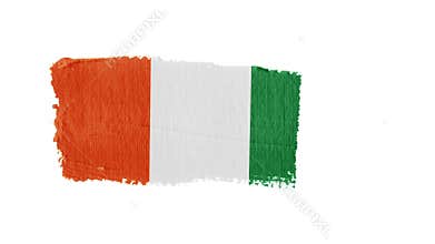 Cote Ivoire flag painted with a brush stroke