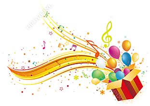 holiday gift box and music