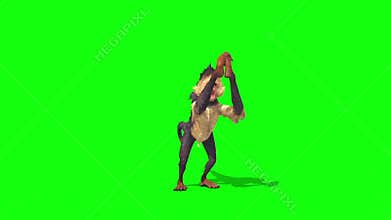 Monkey Attacks Green Screen 3D Rendering Animation