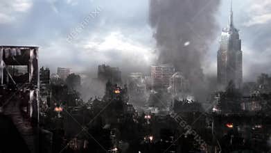 City Destroyed Paris End of the World Apocalypse War Eiffel Tower 3D Renderings Animations