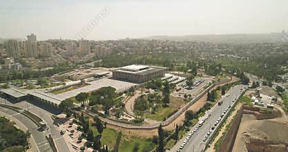 Aerial view of Knesset Building Jerusalem, Israel National Parliament Government