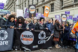 LONDON/ENGLAND â€“ MARCH 8th 2020: Celebrities among crowds at beginning of the MARCH 4 WOMEN
