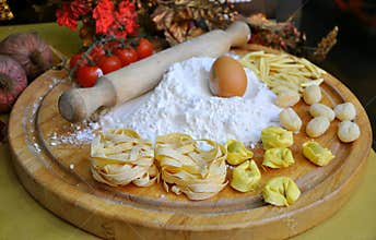 Italian food pasta in a Tuscan restaurant , Florence Italy 