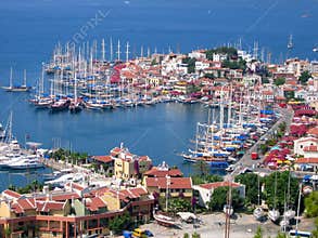 Sailboats anchored in harbour 2