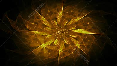 Glowing circular elements forming conical shaped figures placed in rows on black background, seamless loop. Animation. Abstract ne