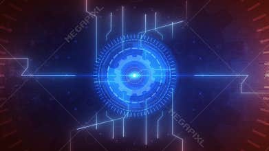 Abstract circles and gears backgrounds 4K loop Blue and Red