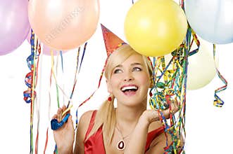Pretty girl in party with balloons