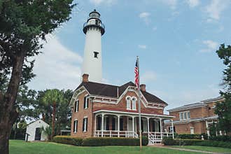 ST. SIMONS, GEORGIA - Sept 18, 2019: The historic landmark lighthouse