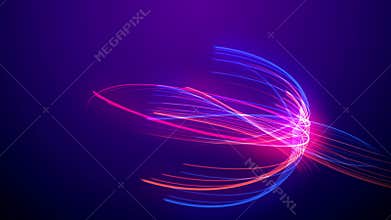 Abstract moving colored lines on dark background