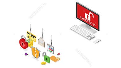 Cyber security isometric concept