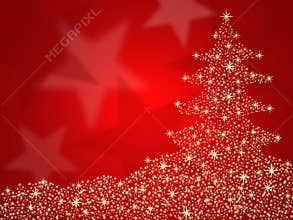 Christmas tree red background with stars