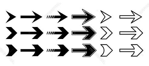 Arrows vector shape. Black color. Isolated on white background.