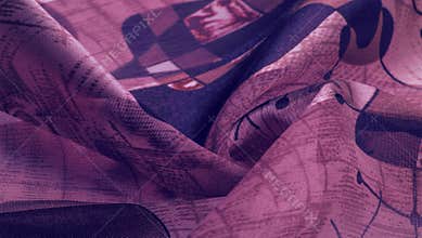 Background texture Universal georgette with a silk print, drawing cartoon people, your projects will be the best, creativity knows