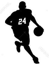 Basket ball player 24 dribble silhouette vector