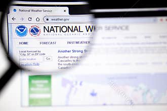 Los Angeles, California, USA - 25 January 2020: National Weather Service website page in browser on laptop screen for illustration