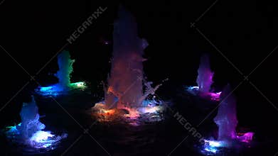 Multicolor water splashes. Slow motion live wallpaper.