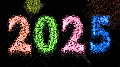 Happy new year fireworks 2025 eve celebration party event - 3d animation