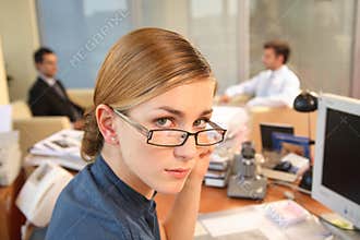 young assistant in her office potrait