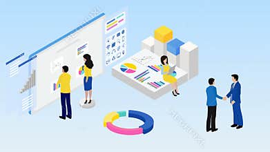 Business financial analytics reports. Teamwork. Business cooperation. B2B. 4K video animation