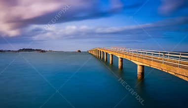Bridge to Ferry to Ile de Batz in Roscoff, Brittany, France, used during low tide