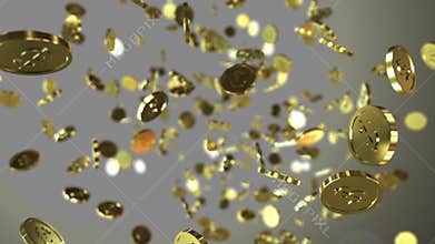 3D gold euro and dollar coin flying slow motion effect stock video