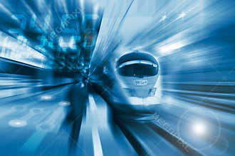 The high-speed train with motion blur