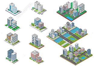 Set of Isometric Building vector.