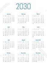 Annual calendar for 2030