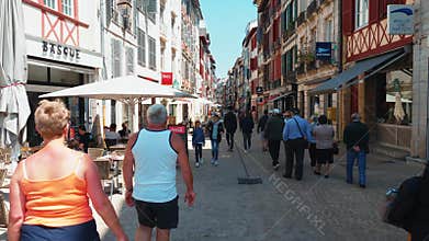 Busy street Bayonne South West France.