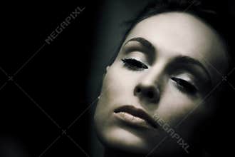 Closeup Woman Portrait Retro